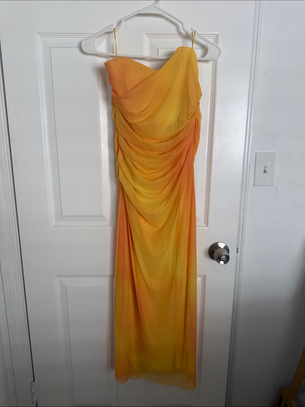 Zara Strapless Gradient Yellow-Orange Maxi Dress